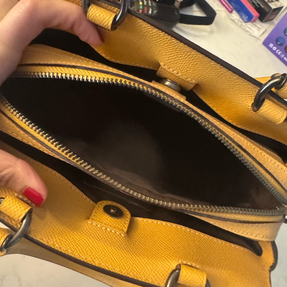 Coach Yellow Saffiano-Style Leather Satchel - Picture 5 of 5